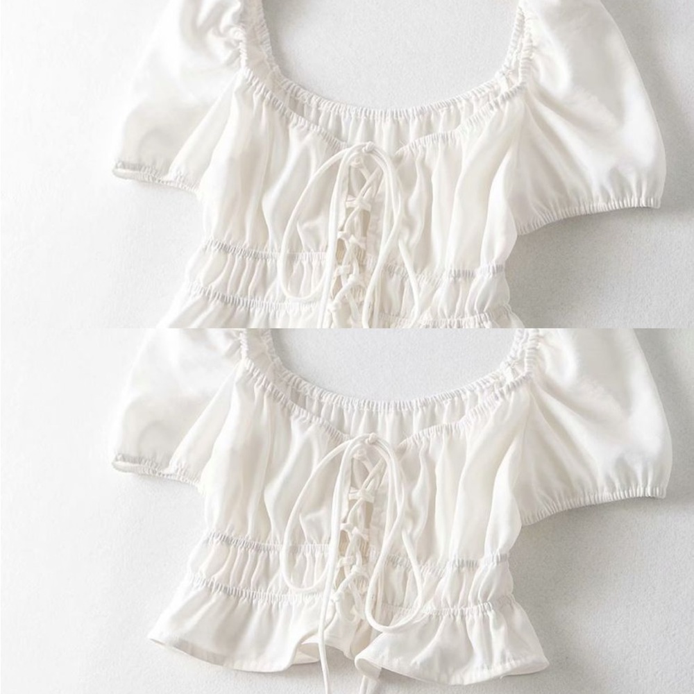 YesStyle Cropped Tie Front Top